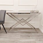 vesta chrome console table with stomach ash sintered stone top