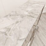 vesta chrome console table with stomach ash sintered stone top