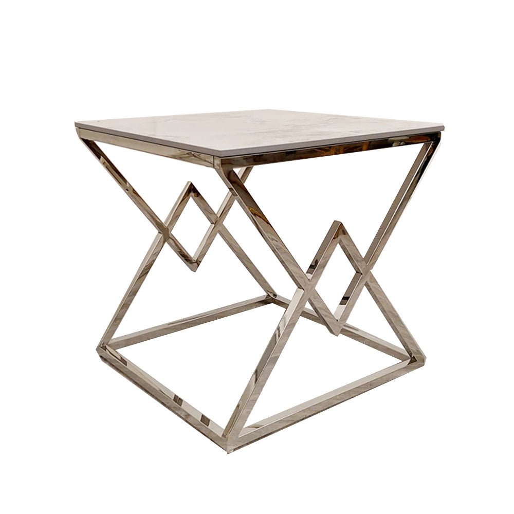 vesta chrome lamp table with stomach ash sintered stone top